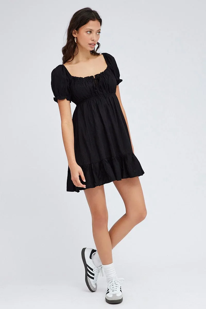 Black Fit And Flare Dress Puff Sleeve Mini sold by Ally Fashion product image thumbnail 2