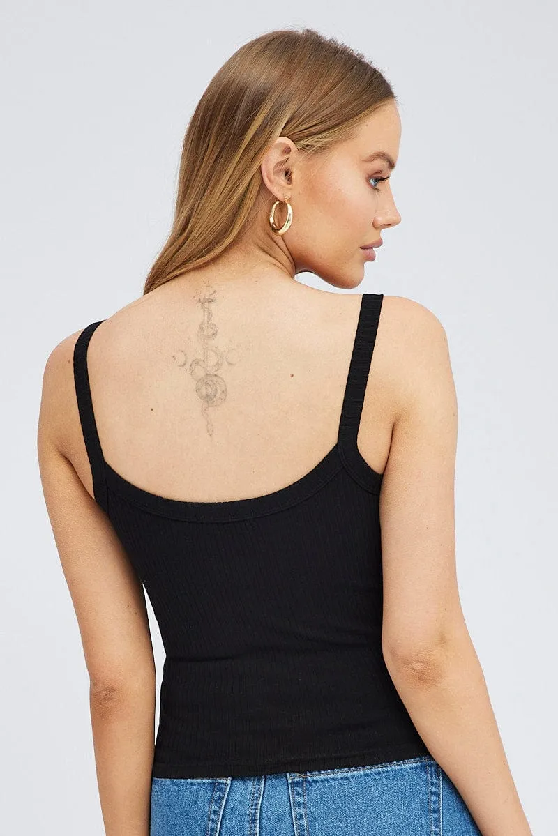 Black Singlet Top Scoop Neck sold by Ally Fashion product image thumbnail 5