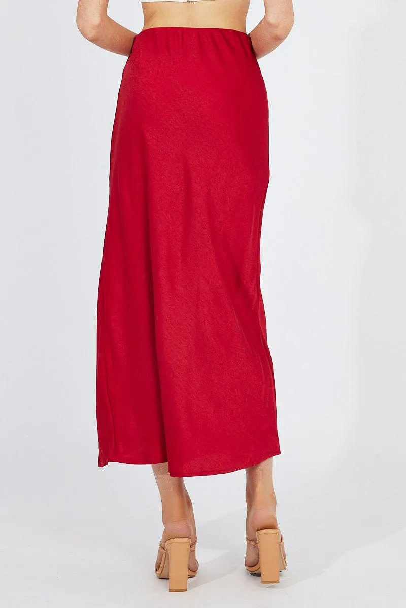 Red Slip Skirt Front Split Satin sold by Ally Fashion product image thumbnail 5