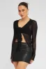 Black Mesh Cardigan Long Sleeve sold by Ally Fashion