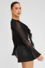 Black Mesh Cardigan Long Sleeve sold by Ally Fashion