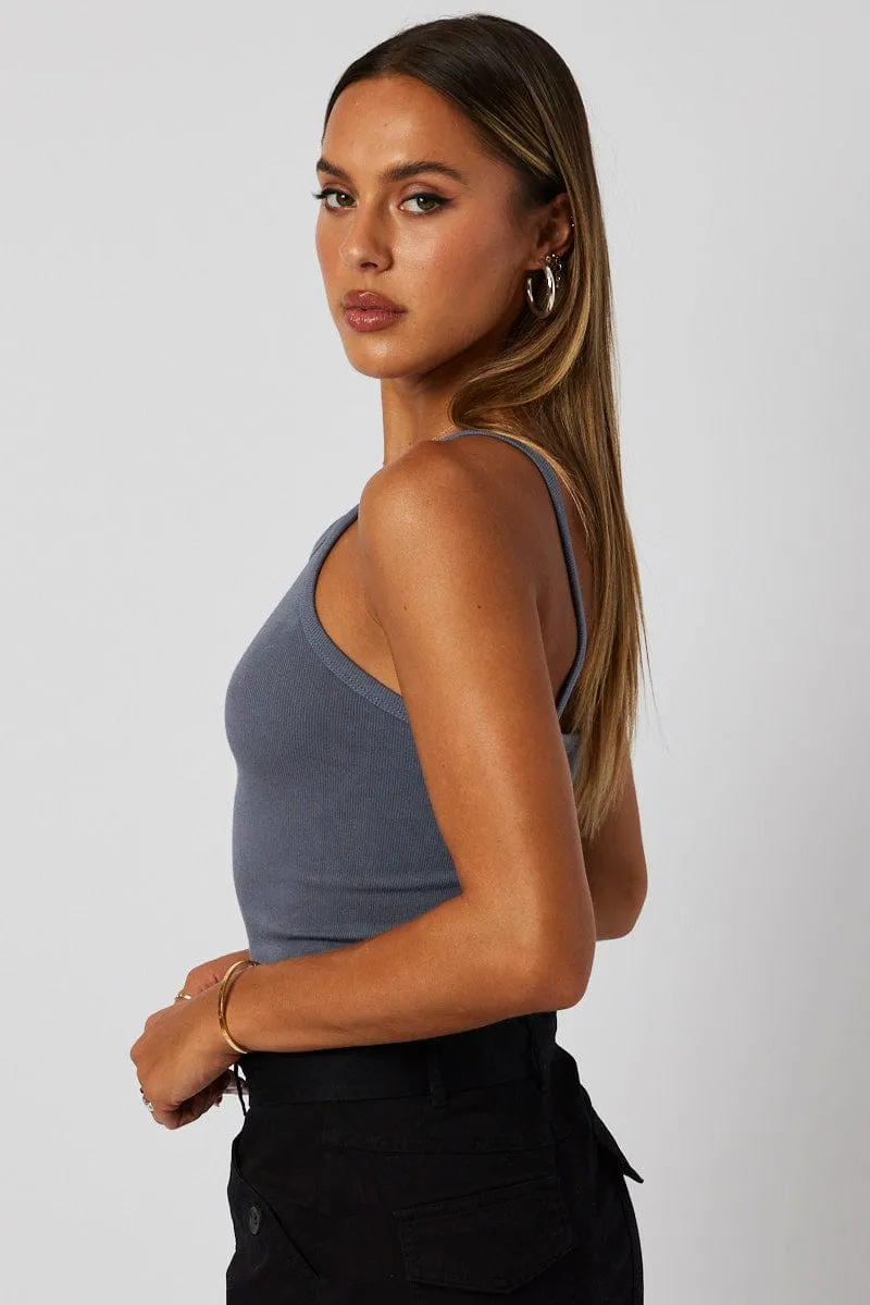 Blue Singlet Top Seamless Sleeveless Longline sold by Ally Fashion product image thumbnail 4