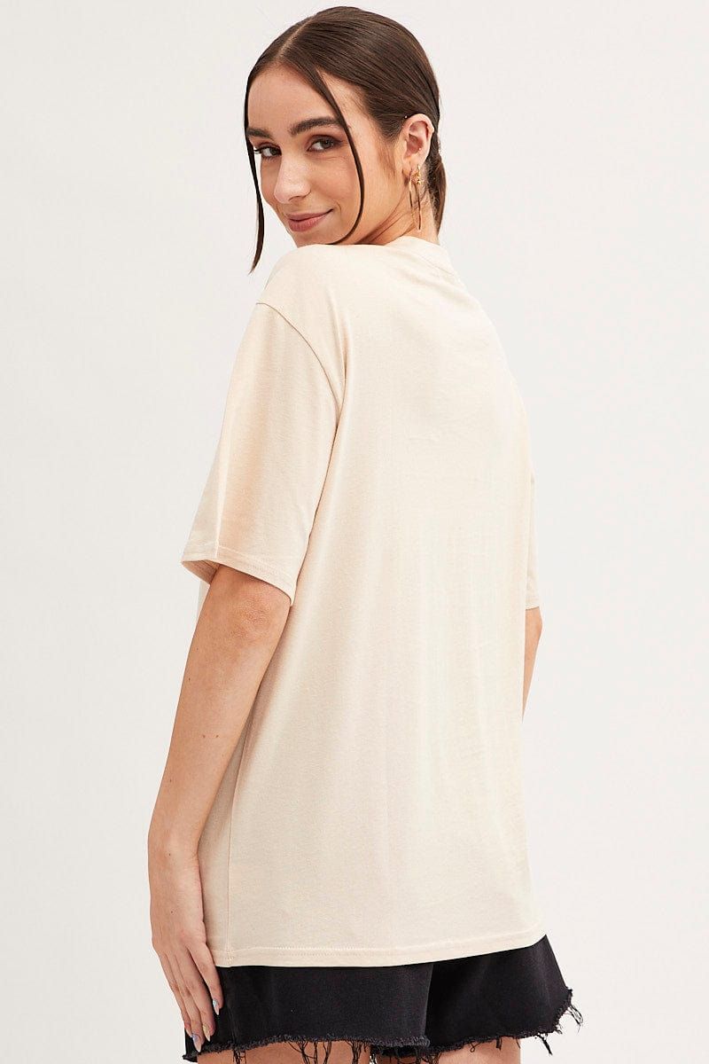 Beige Michigan Graphic T Shirt Short Sleeve Crew Neck sold by Ally Fashion product image thumbnail 5