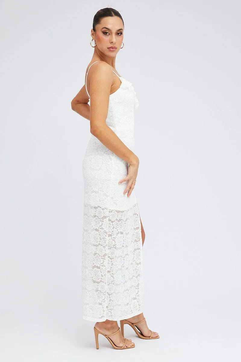 White Maxi Dress Sleeveless Side Split Lace sold by Ally Fashion product image thumbnail 4