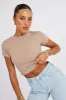 Brown T Shirt Short Sleeve Crew Neck sold by Ally Fashion