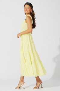 Yellow Maxi Dress Sleeveless Tiered sold by Ally Fashion