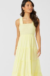 Yellow Maxi Dress Sleeveless Tiered sold by Ally Fashion