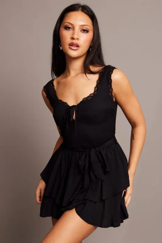 Black Playsuit Sleeveless sold by Ally Fashion