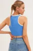 Blue Knit Top Crop Sleeveless Round Neck sold by Ally Fashion