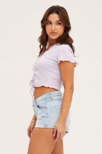 Blue Low Rise Relaxed Denim Shorts sold by Ally Fashion