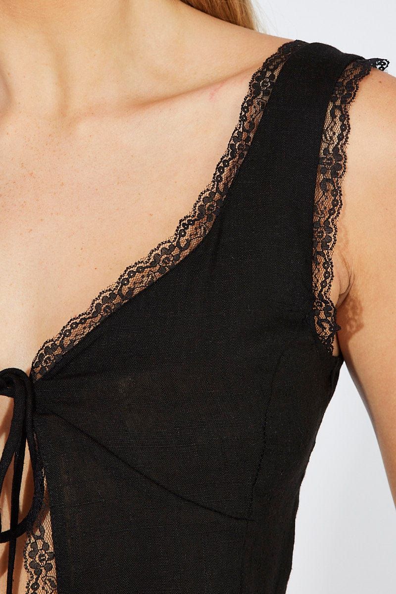 Black Floral Tie up Front Top Sleeveless sold by Ally Fashion product image thumbnail 6