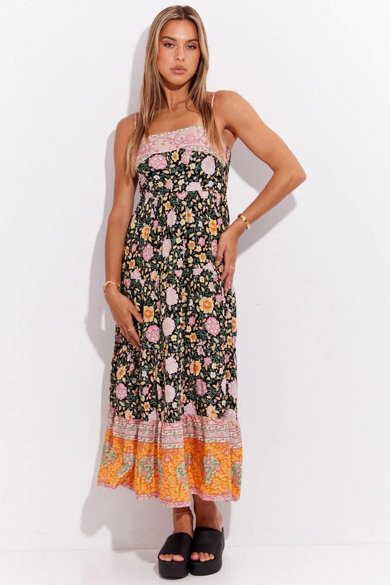 Boho Print Boho Sleeveless Shirred Back Tiered Maxi Dress sold by Ally Fashion product image thumbnail 3