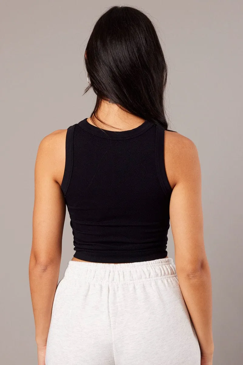 Black Tank Top Crew Neck Seamless sold by Ally Fashion product image thumbnail 5