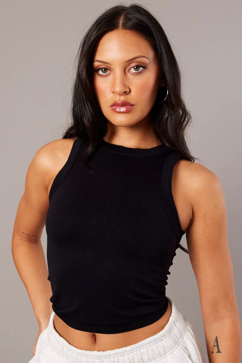 Black Tank Top Crew Neck Seamless sold by Ally Fashion product image thumbnail 3
