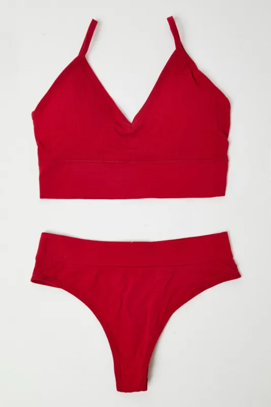 Red Seamless Lingerie Set sold by Ally Fashion