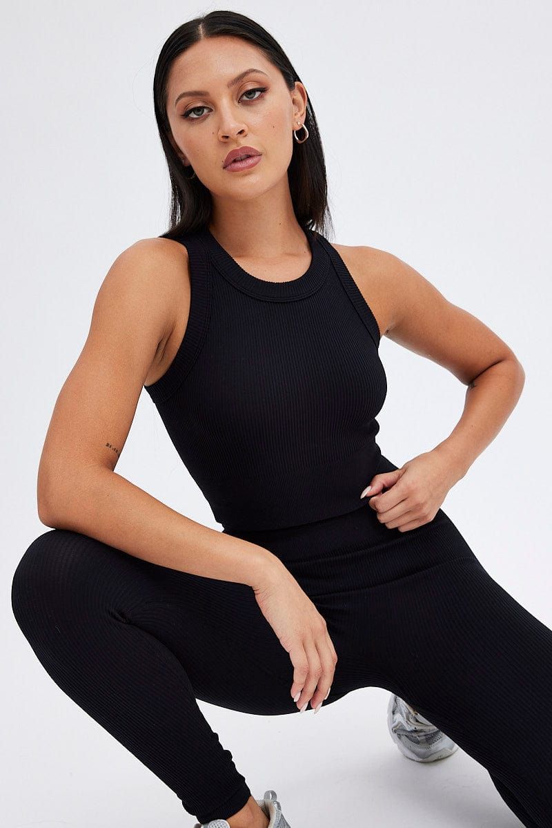 Black Tank Top Seamless Activewear sold by Ally Fashion