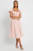 Pink Check Midi Dress Short Sleeve Ruched Bust sold by Ally Fashion