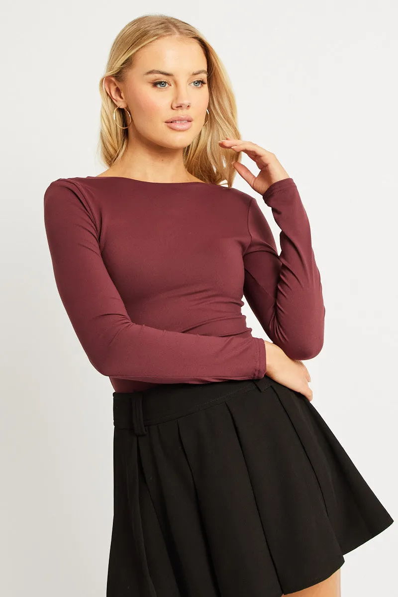 Red Supersoft Top Long Sleeve Backless sold by Ally Fashion