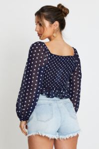 Polka Dot Crop Top Long Sleeve sold by Ally Fashion