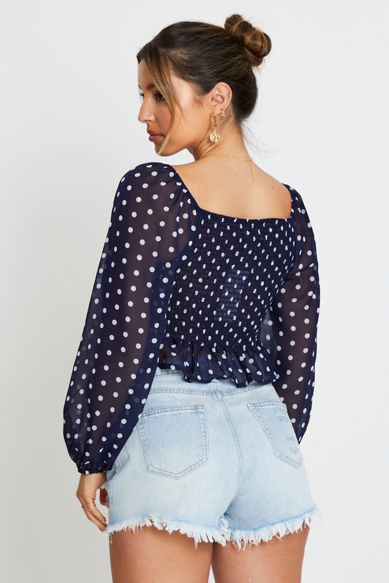 Polka Dot Crop Top Long Sleeve sold by Ally Fashion product image thumbnail 4
