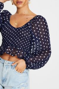 Polka Dot Crop Top Long Sleeve sold by Ally Fashion