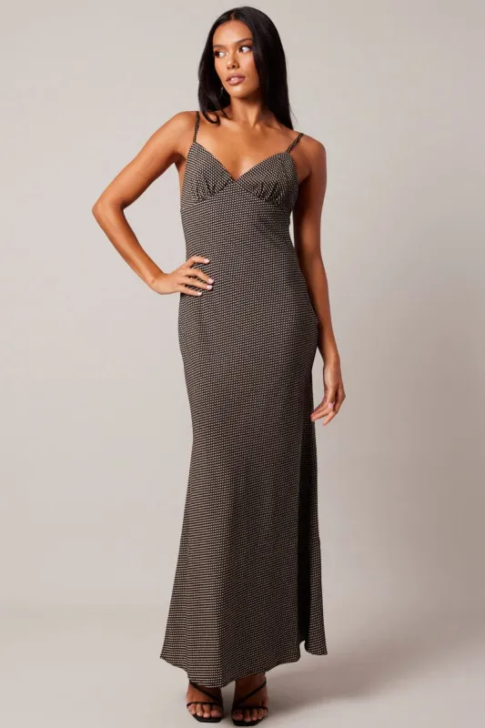 Black Geo Maxi Dress Strappy sold by Ally Fashion