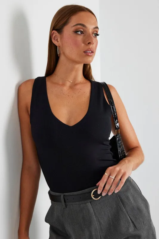 Black Supersoft Tank V Neck Sleeveless sold by Ally Fashion