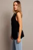 Black Linen Vest Longline V neck sold by Ally Fashion