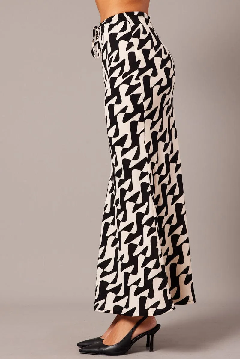 Black Geo Slip Skirt Maxi Drawstring Waist sold by Ally Fashion product image thumbnail 4