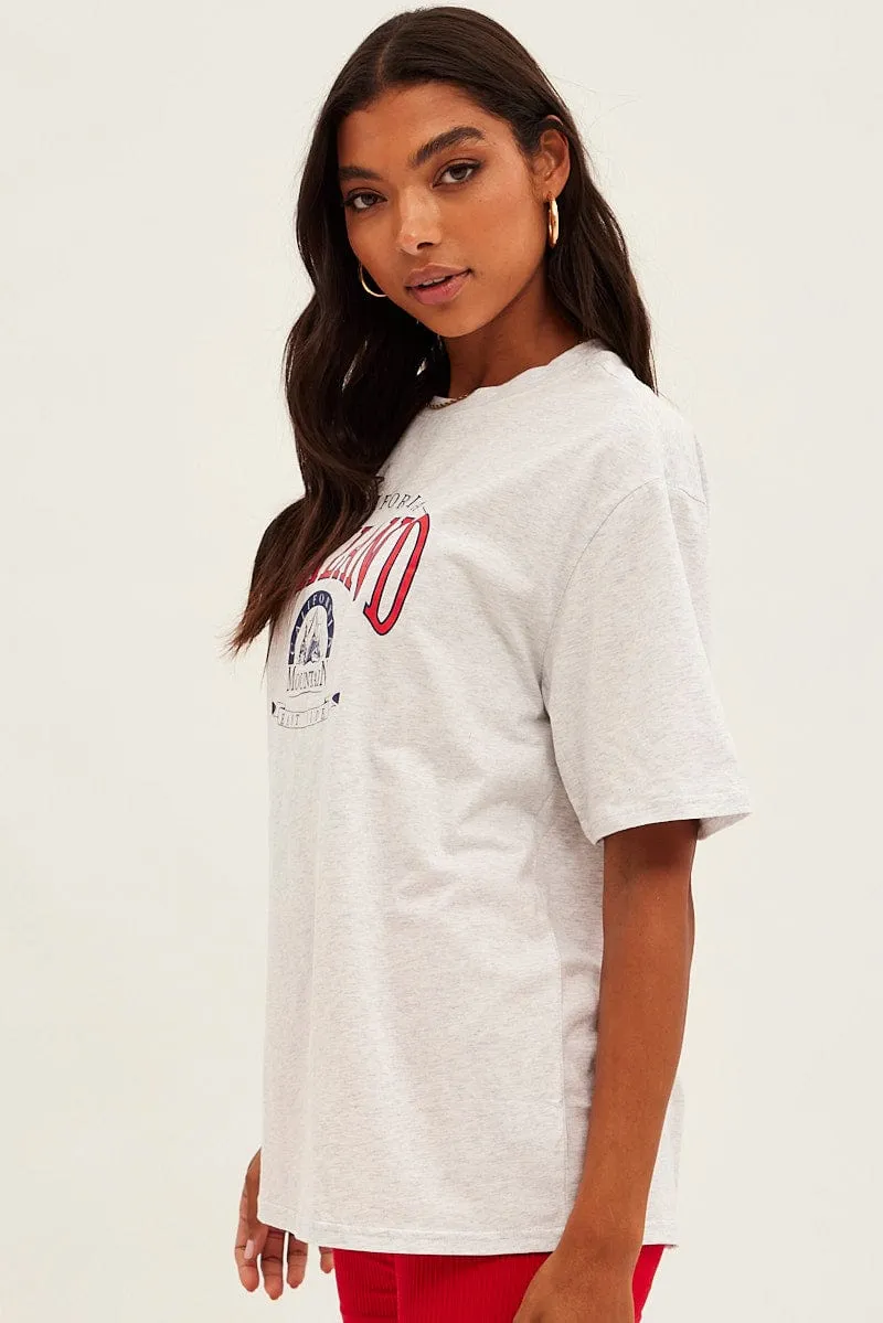 Grey Graphic T-Shirt Short Sleeve Crew Neck Oversized sold by Ally Fashion product image thumbnail 4