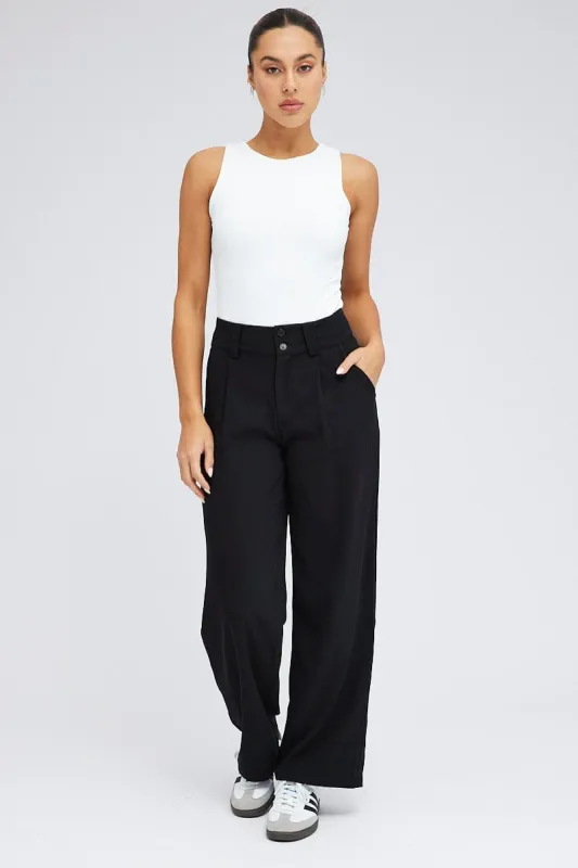 Black Wide Leg Pants High Rise sold by Ally Fashion