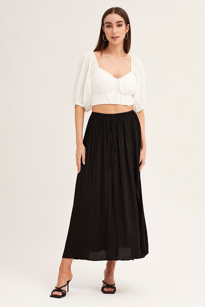 Black Maxi Skirt Elastic Detail Split sold by Ally Fashion product image thumbnail 3