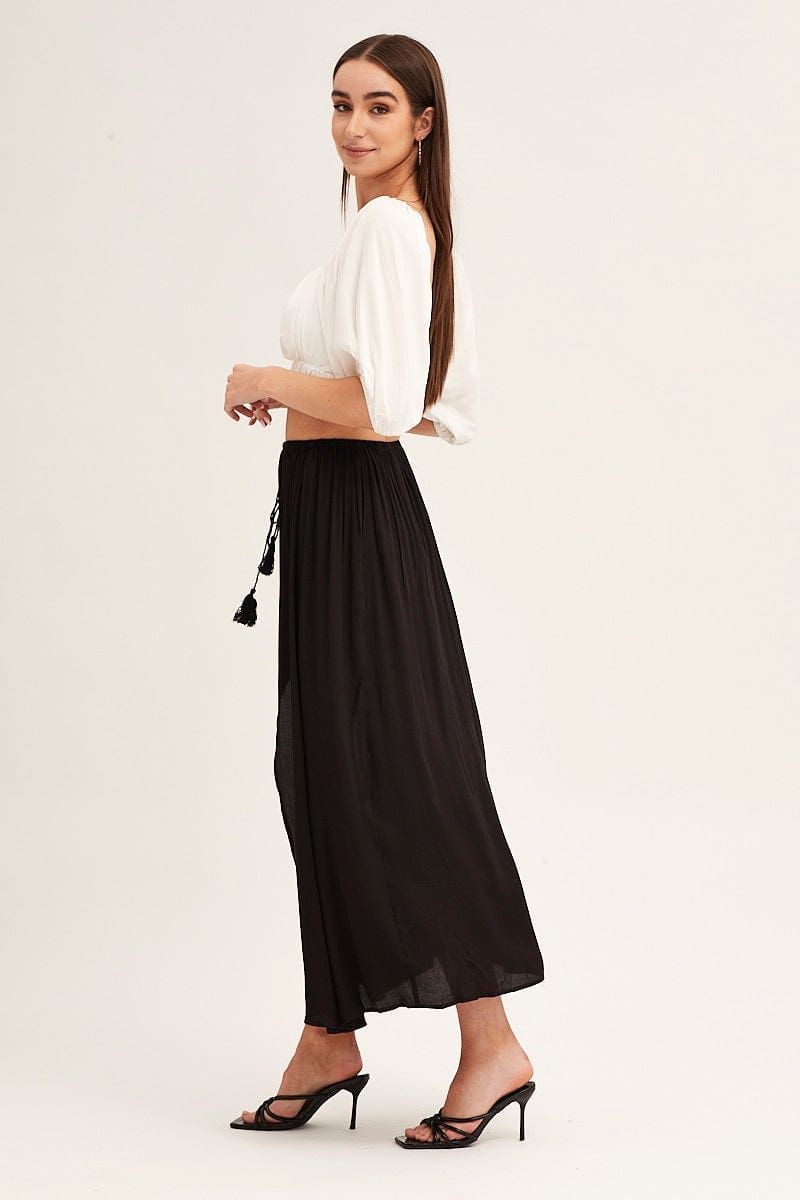 Black Maxi Skirt Elastic Detail Split sold by Ally Fashion product image thumbnail 4