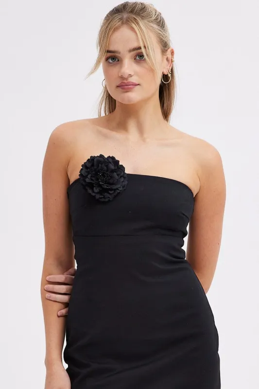 Black Flower Corsage Rosette Pin On Brooch sold by Ally Fashion