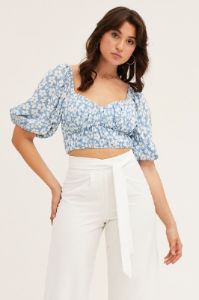 Print Crop Top Short Sleeve Sweetheart sold by Ally Fashion