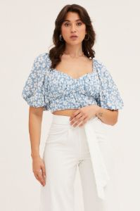 Print Crop Top Short Sleeve Sweetheart sold by Ally Fashion