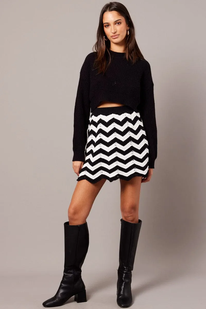 Black Stripe Knit Skirt Mini sold by Ally Fashion product image thumbnail 2