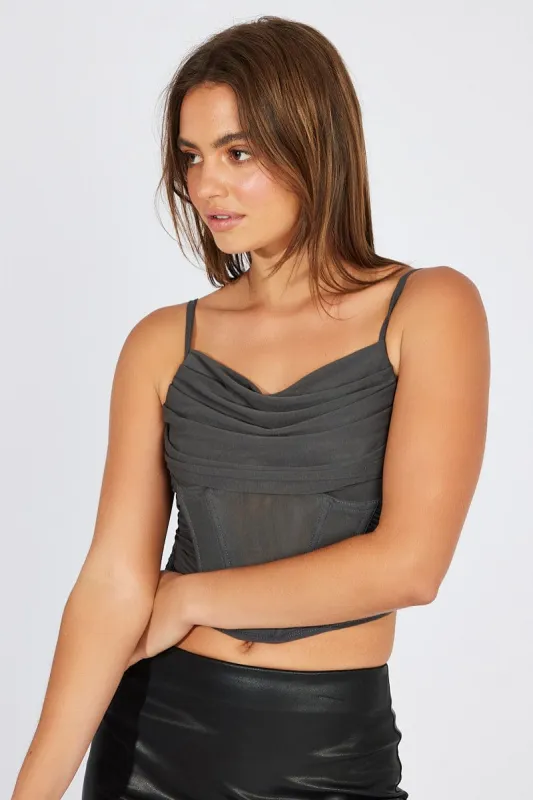 Grey Corset Top Crop sold by Ally Fashion