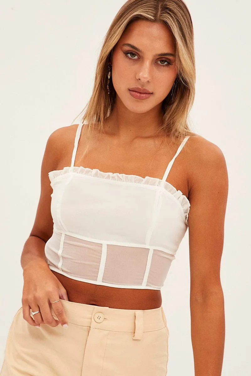 White Sleeveless Cami Top sold by Ally Fashion product image thumbnail 3