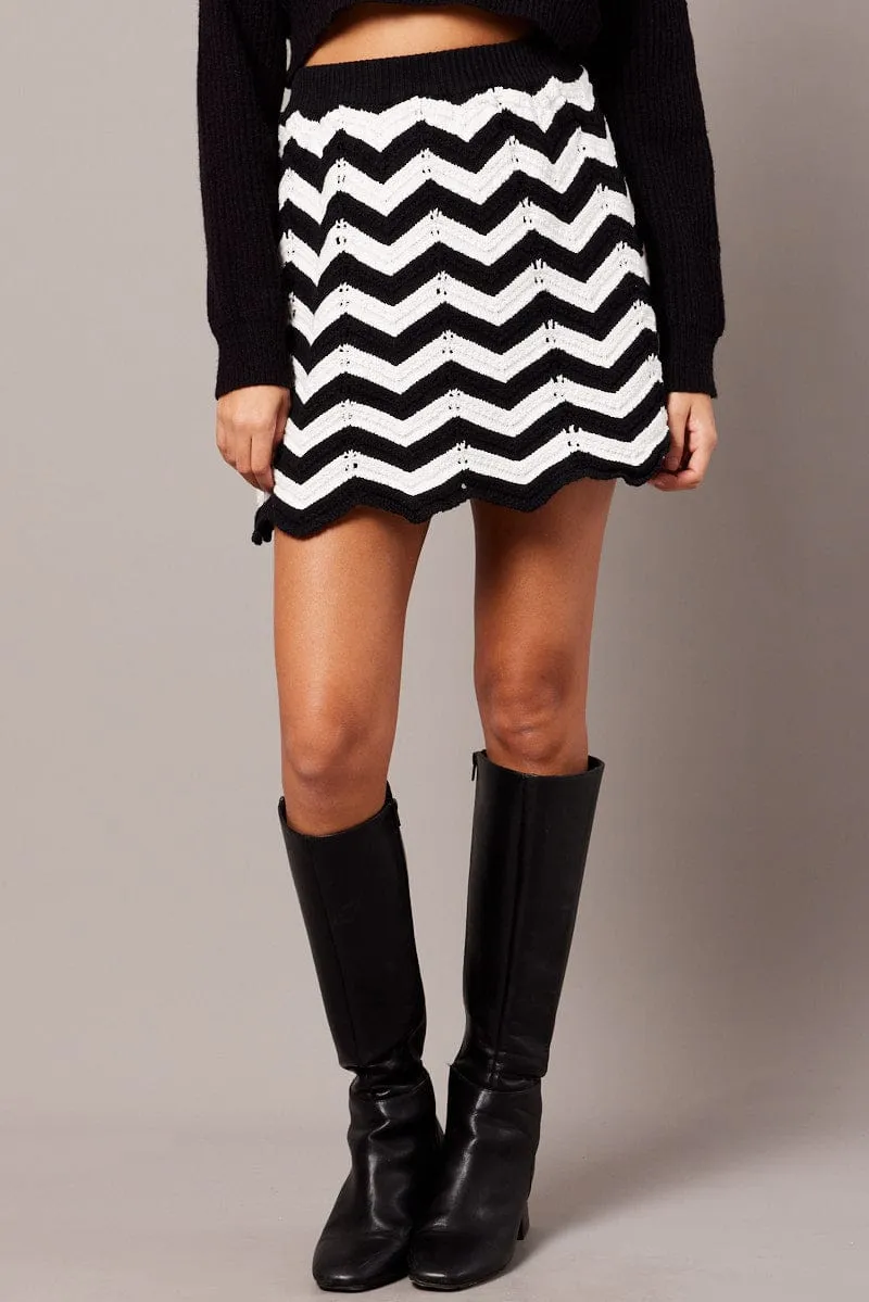 Black Stripe Knit Skirt Mini sold by Ally Fashion product image thumbnail 3