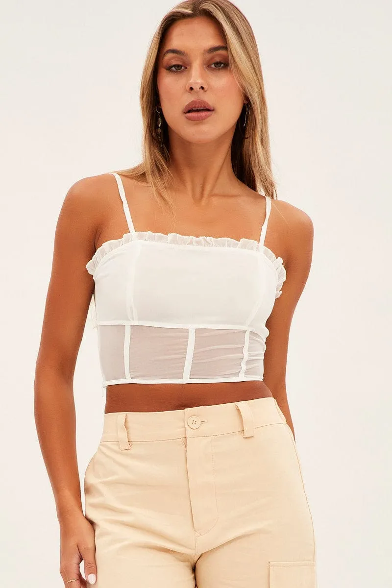 White Sleeveless Cami Top sold by Ally Fashion