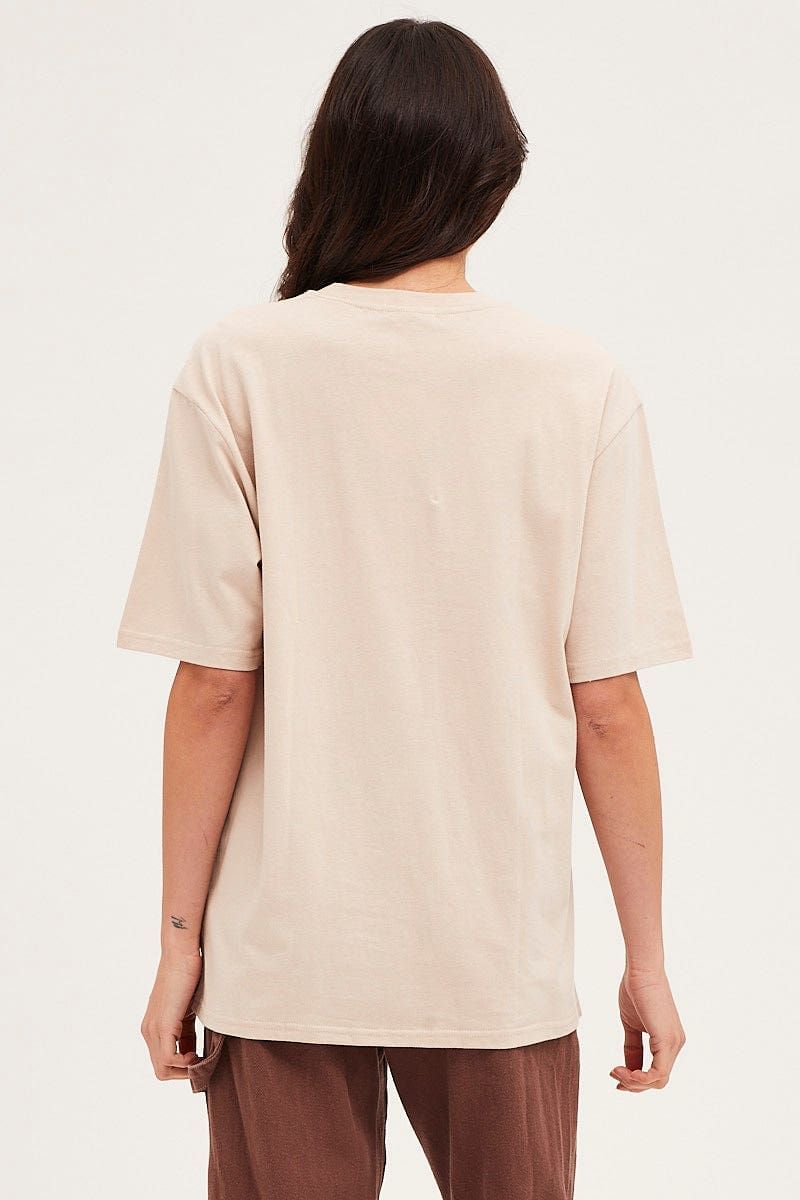 Beige Jersey Short Sleeve Graphic Tee sold by Ally Fashion product image thumbnail 5