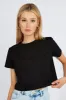 Black Crop T Shirt Short Sleeve Crew Neck sold by Ally Fashion