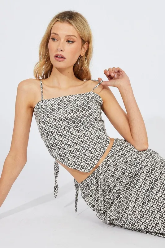 Brown Geo Scarf Cami Top Singlet sold by Ally Fashion