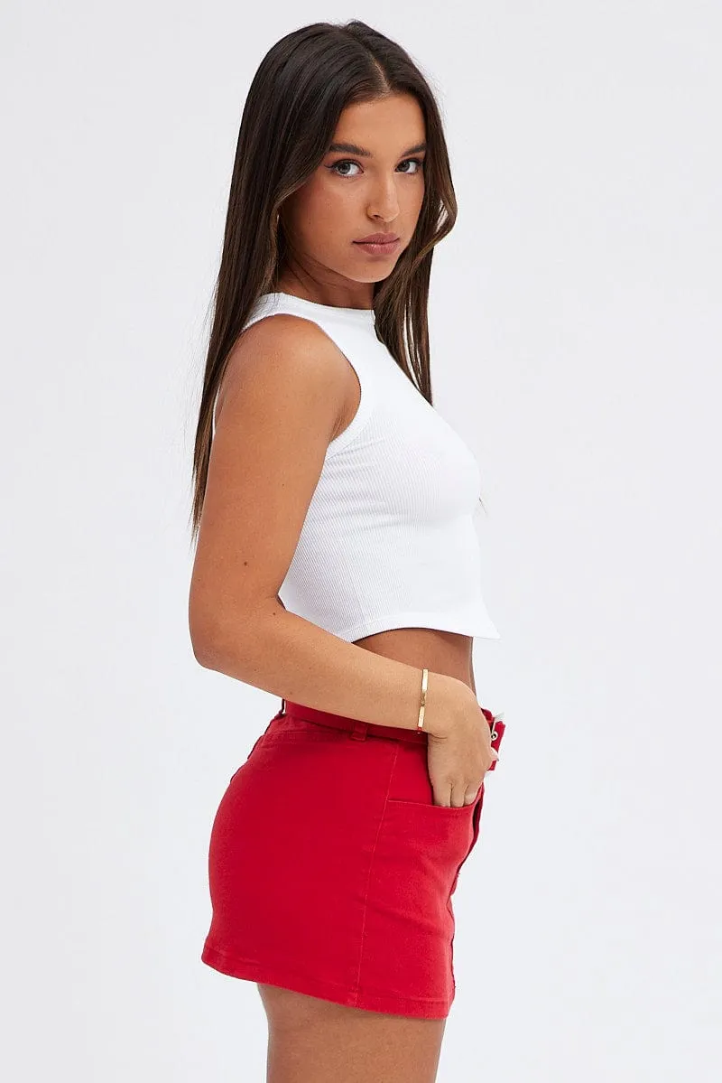 Red Mini Skirt Belted Low rise sold by Ally Fashion product image thumbnail 4