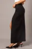 Black Stripe Midi Skirt Tailored High Waist sold by Ally Fashion