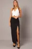 Black Stripe Midi Skirt Tailored High Waist sold by Ally Fashion