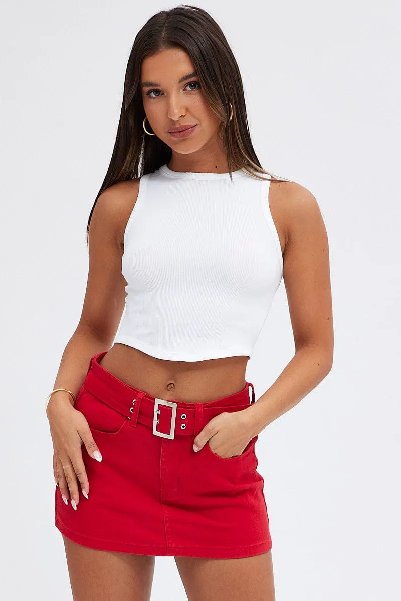 Red Mini Skirt Belted Low rise sold by Ally Fashion product image thumbnail 3