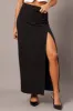 Black Stripe Midi Skirt Tailored High Waist sold by Ally Fashion