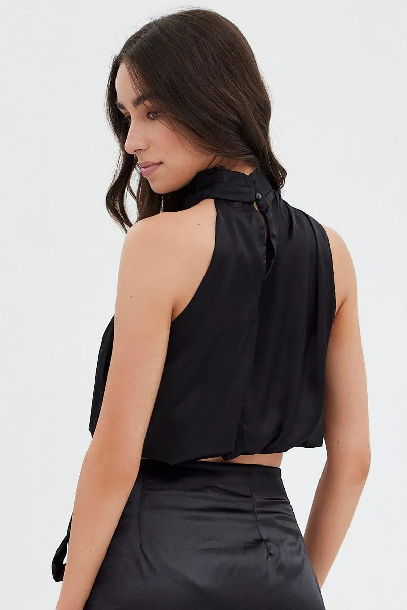 Black Cami Top Sleeveless High Neck sold by Ally Fashion product image thumbnail 5
